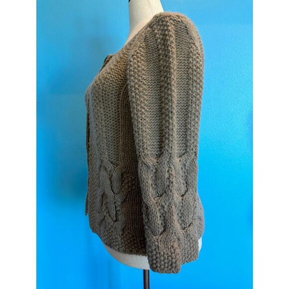 Made in ITALY Silvia Novelli NOBA Cardigan Sweater Alpaca Wool Blend L Taupe - Picture 4 of 6